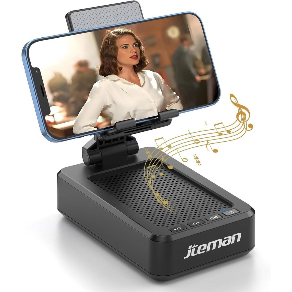 Cell Phone Stand with Wireless Bluetooth Speaker and‎ Anti-Slip Base HD Surround
